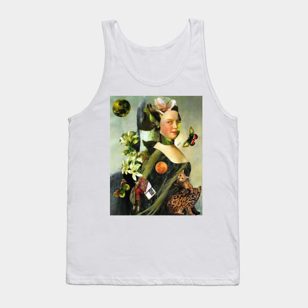 Victorian Cat Lady Book Lover Forest Fairy Tank Top by seruniartworks